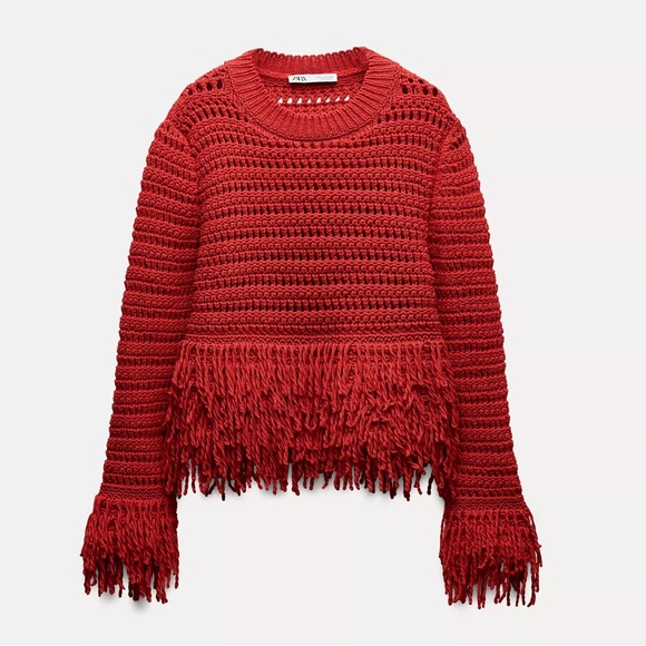 Zara Fringed Knit Sweater - Picture 1 of 3